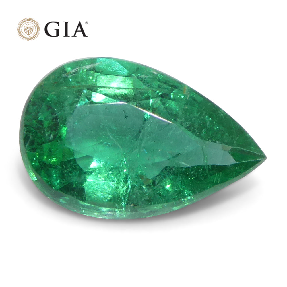 1.92ct Pear Green Emerald GIA Certified Zambia (F2) - Skyjems Wholesale Gemstones