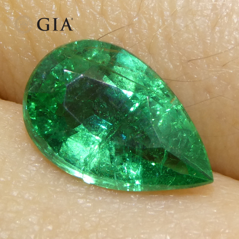 1.92ct Pear Green Emerald GIA Certified Zambia (F2) - Skyjems Wholesale Gemstones