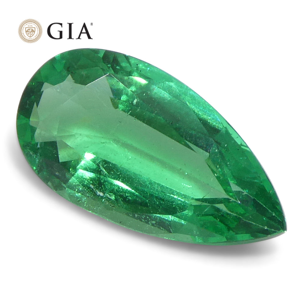 1.56ct Pear Green Emerald GIA Certified Zambia (F1) - Skyjems Wholesale Gemstones