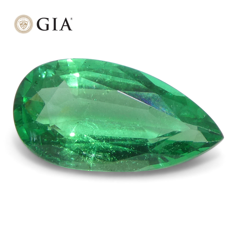 1.56ct Pear Green Emerald GIA Certified Zambia (F1) - Skyjems Wholesale Gemstones