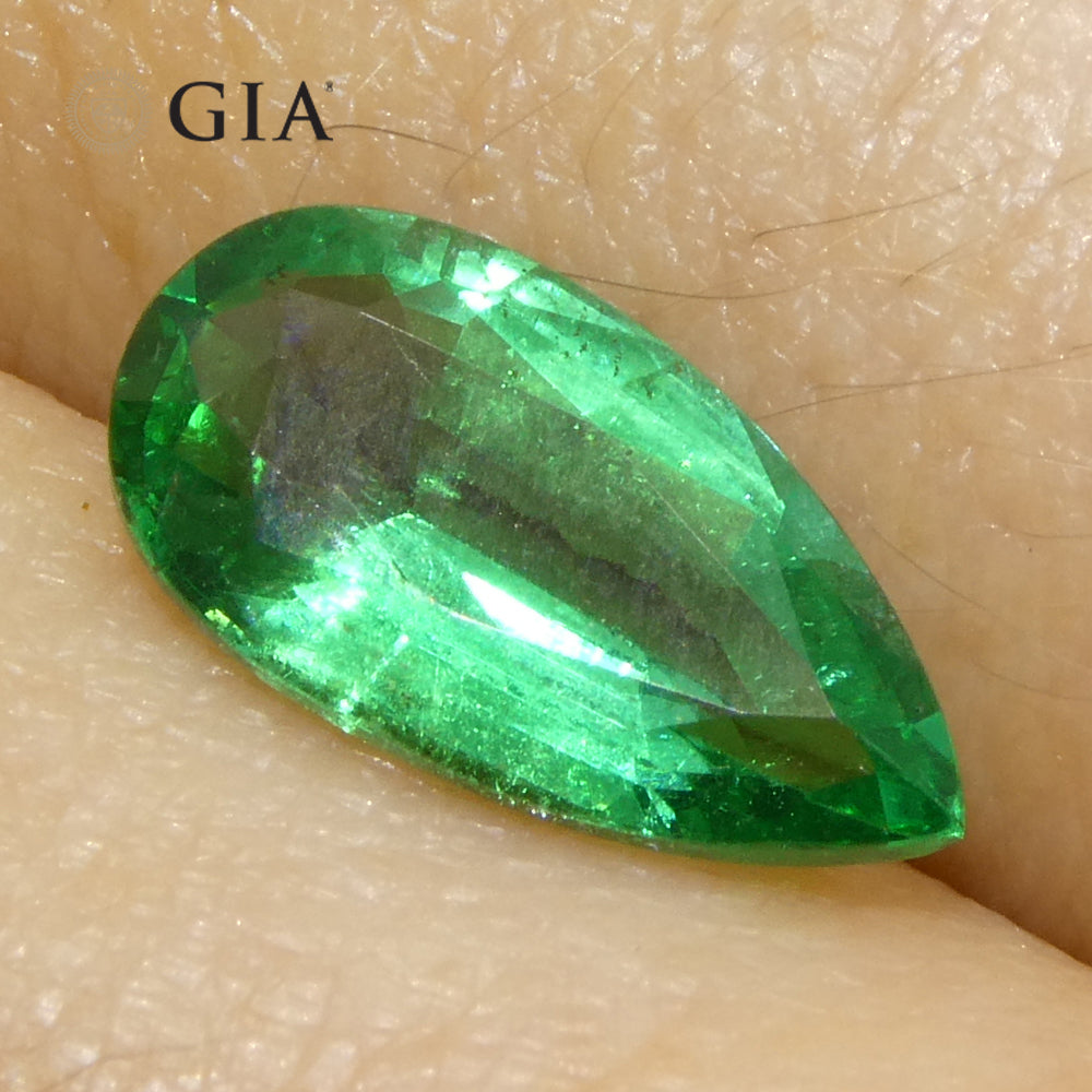 1.56ct Pear Green Emerald GIA Certified Zambia (F1) - Skyjems Wholesale Gemstones