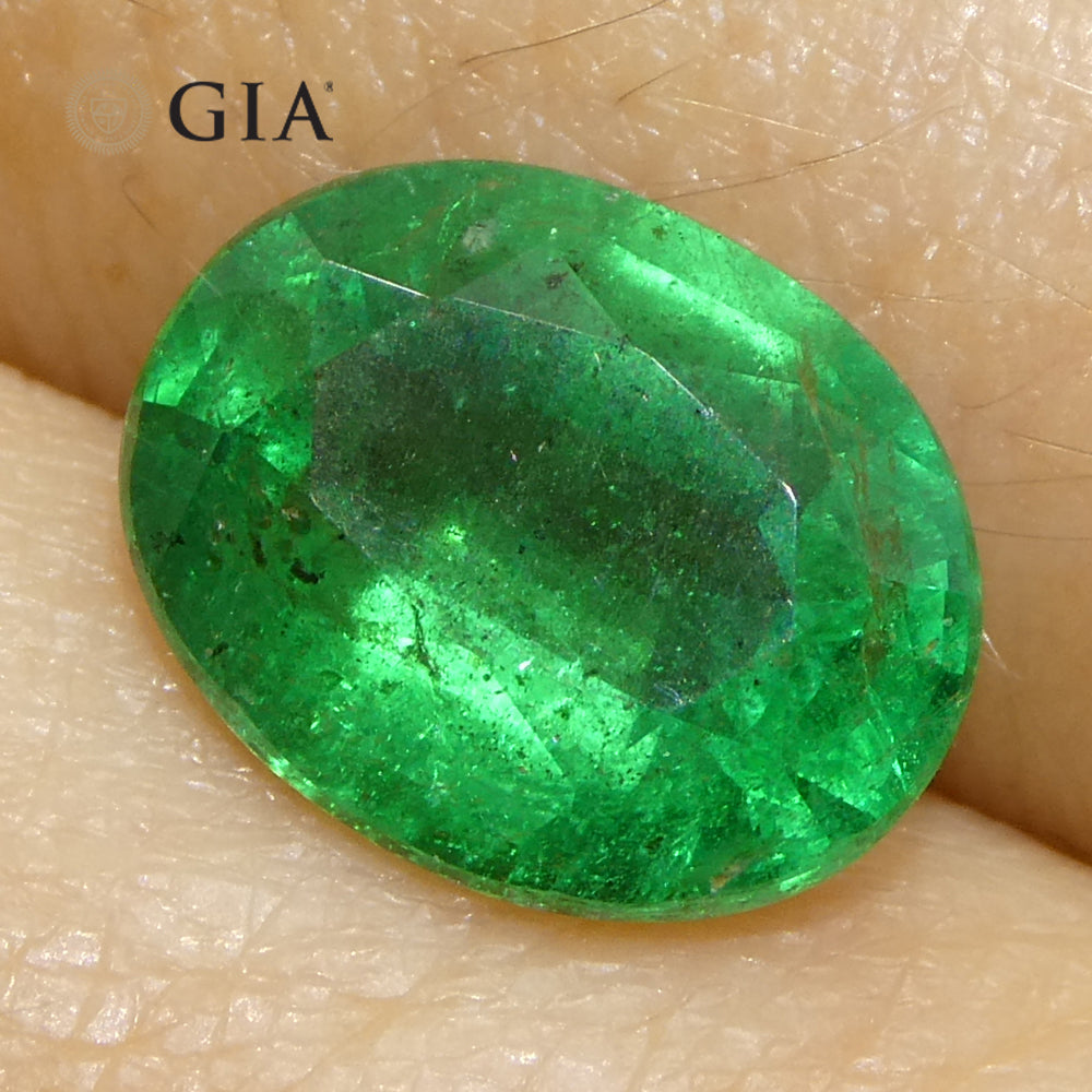 2.2ct Oval Green Emerald GIA Certified Zambia (F1) - Skyjems Wholesale Gemstones