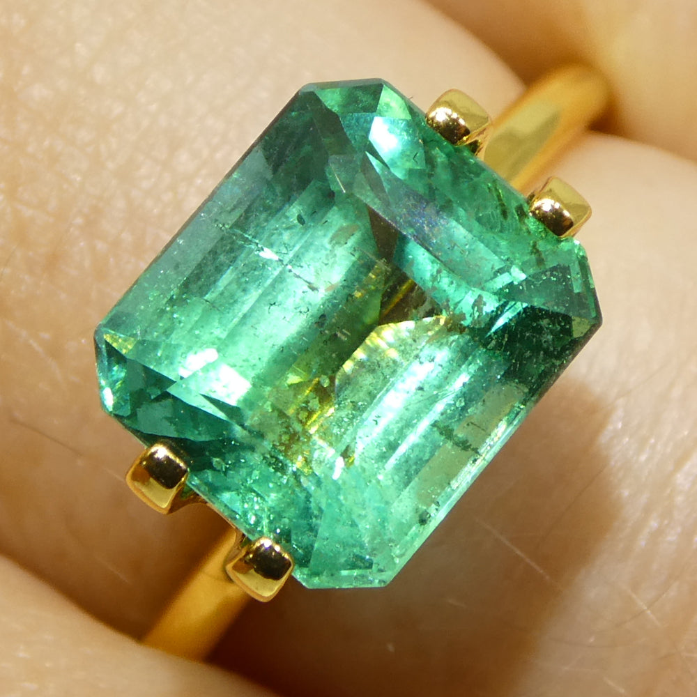 3.76ct Octagonal/Emerald Cut Green Emerald GIA Certified Zambia (F1) - Skyjems Wholesale Gemstones