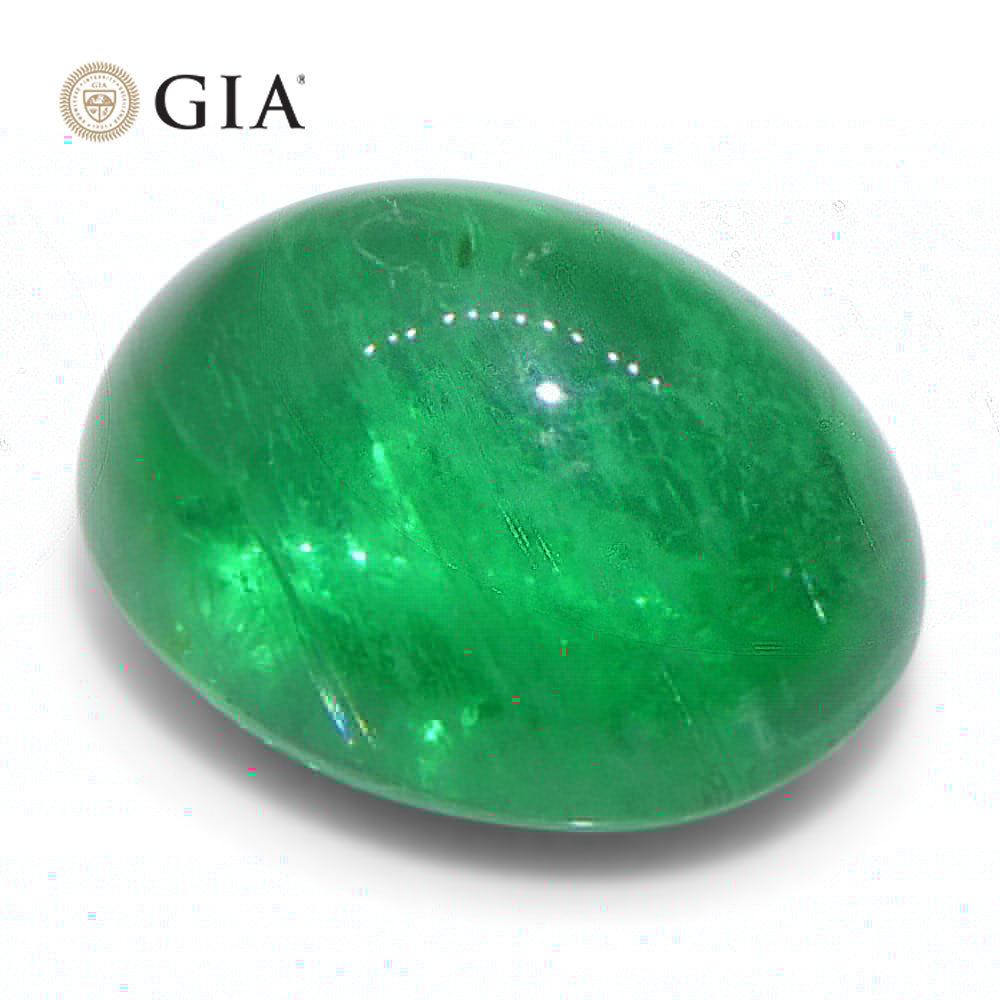 3.29ct Oval Double Cabochon Green Emerald GIA Certified Russia (F1) - Skyjems Wholesale Gemstones
