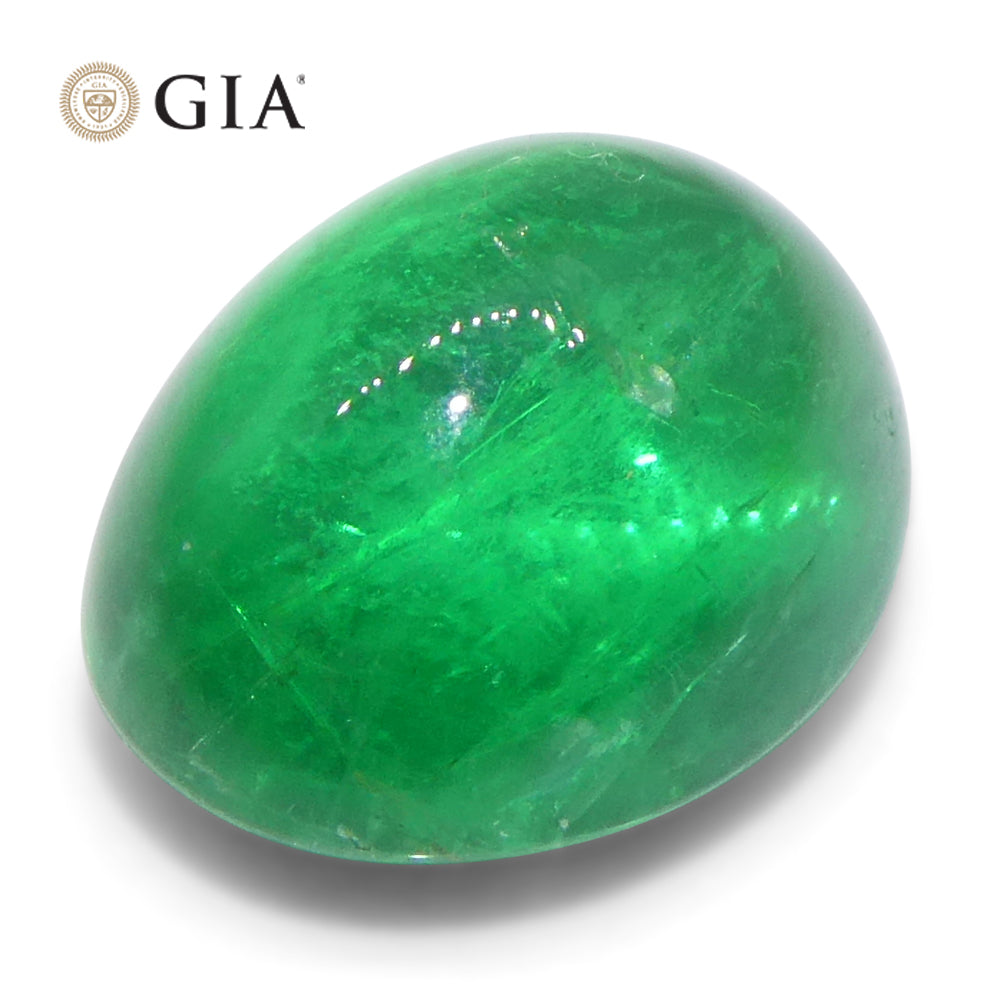 3.29ct Oval Double Cabochon Green Emerald GIA Certified Russia (F1) - Skyjems Wholesale Gemstones