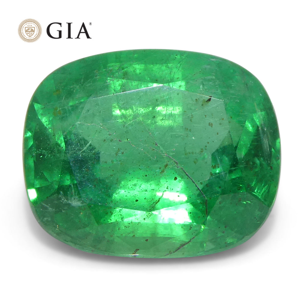 Zambian 5.03 ct Green Cushion Emerald, GIA Certified Natural Beryl Gemstone by SkyJems Canada