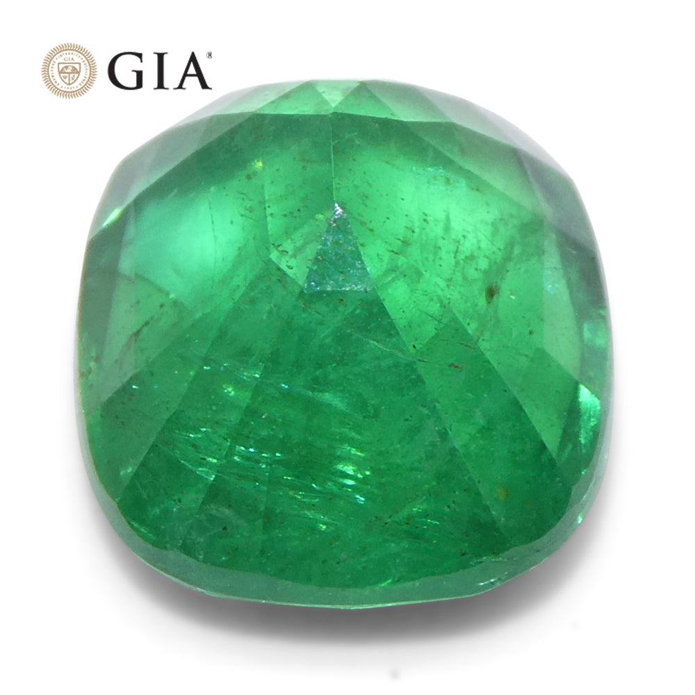 5.03 ct Vivid Green Zambian Emerald Cushion Cut, GIA Certified Natural Beryl Gemstone by SkyJems Canada