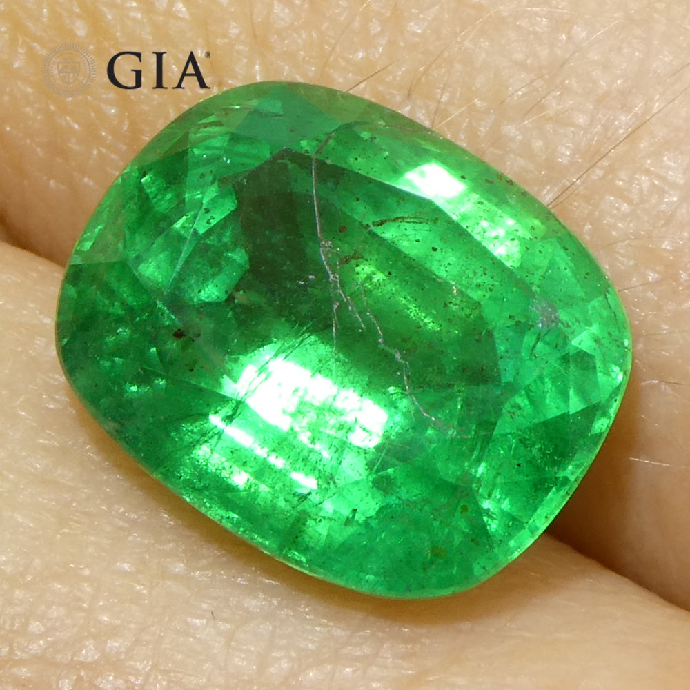 Zambian 5.03 ct Green Cushion Emerald, GIA Certified Natural Beryl Gemstone from SkyJems Canada