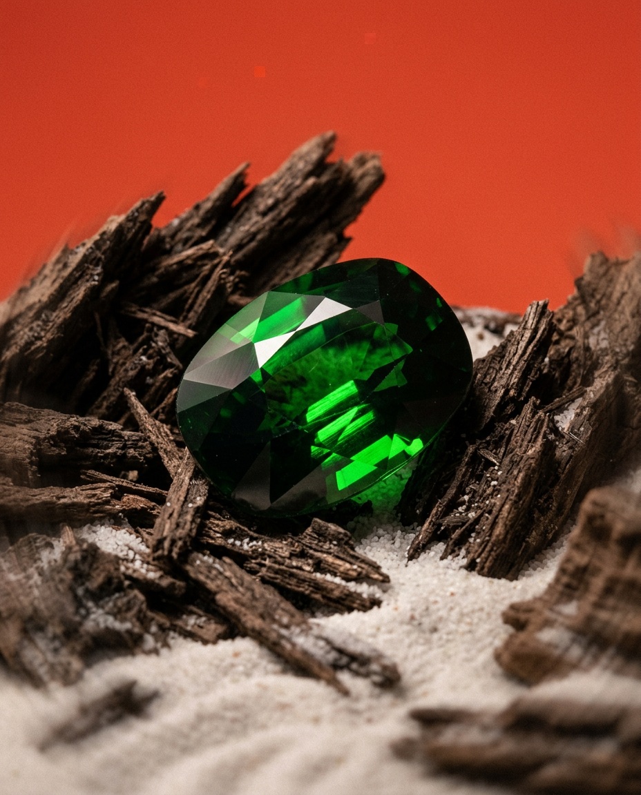 1.76ct cushion green tsavorite garnet, vivid green, eye clean, GIA certified — Skyjems