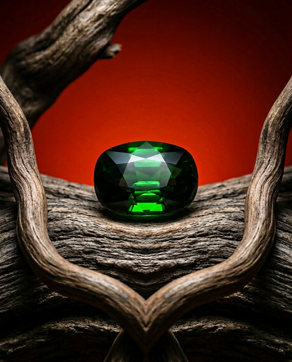 1.76ct cushion green tsavorite garnet, vivid green, eye clean, unheated — Skyjems