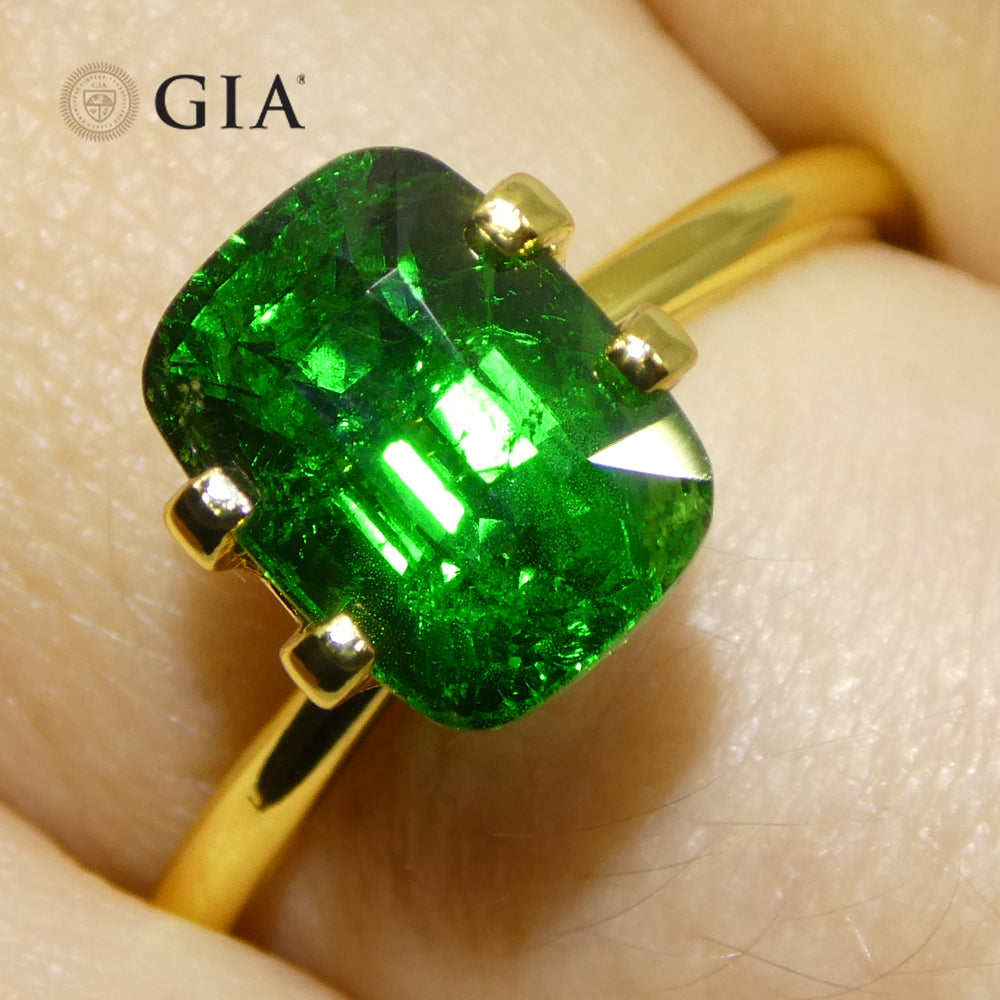 2.92ct Cushion Green Tsavorite Garnet GIA Certified, Unheated - Skyjems Wholesale Gemstones