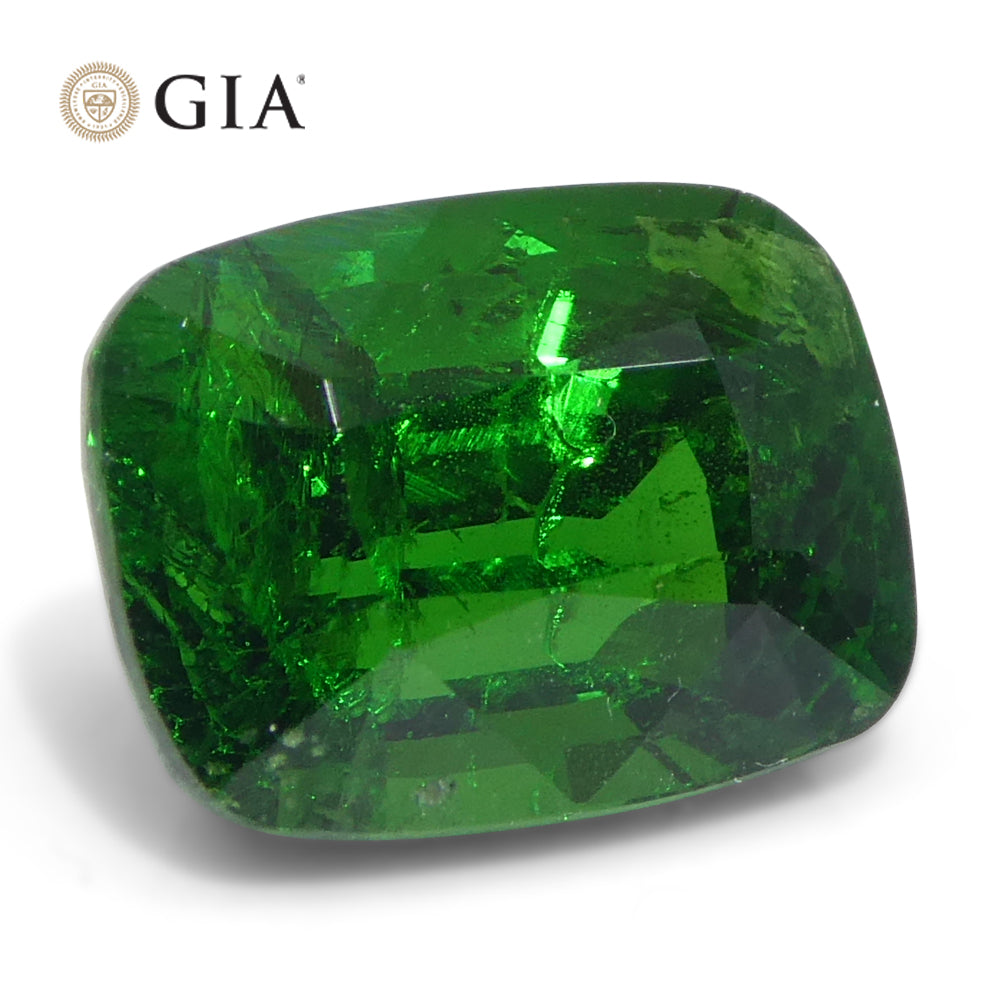 2.92ct Cushion Green Tsavorite Garnet GIA Certified, Unheated - Skyjems Wholesale Gemstones
