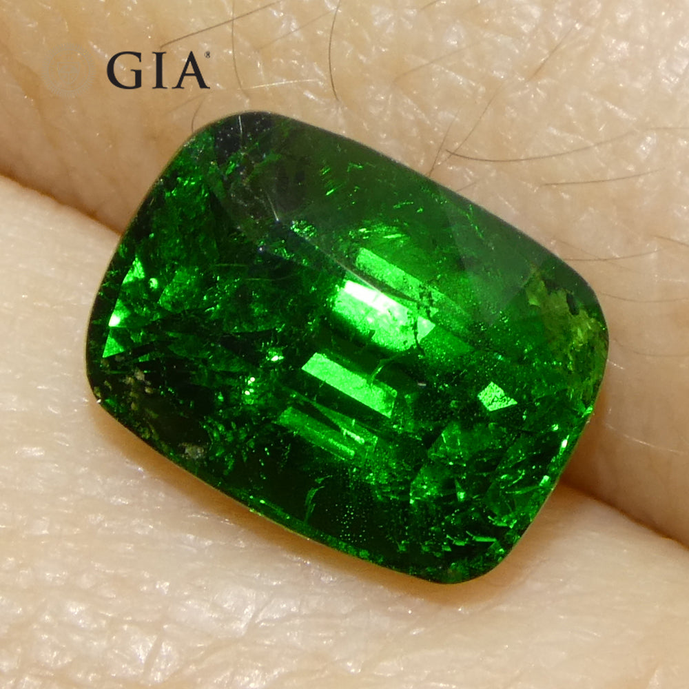 2.92ct Cushion Green Tsavorite Garnet GIA Certified, Unheated - Skyjems Wholesale Gemstones