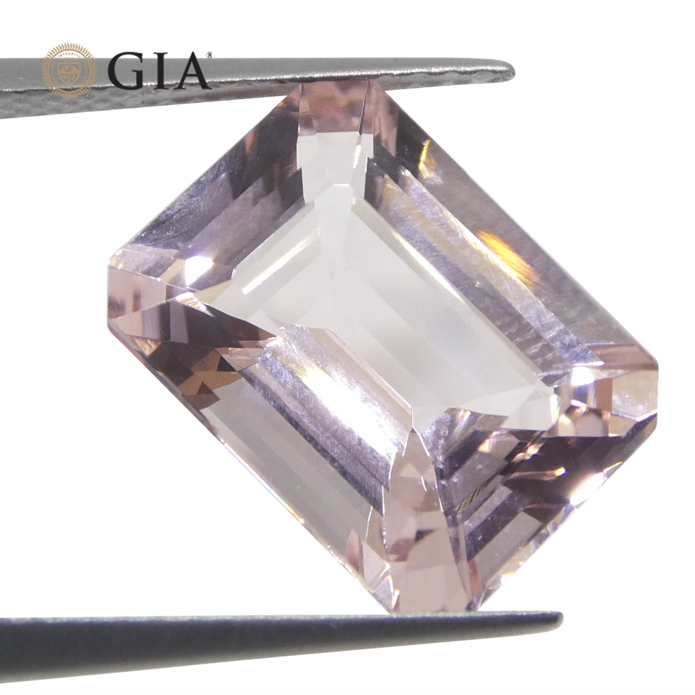 5.8ct Octagonal/Emerald Cut Orangy Pink Morganite GIA Certified Brazil Unheated - Skyjems Wholesale Gemstones
