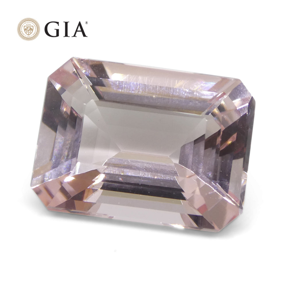 5.8ct Octagonal/Emerald Cut Orangy Pink Morganite GIA Certified Brazil Unheated - Skyjems Wholesale Gemstones