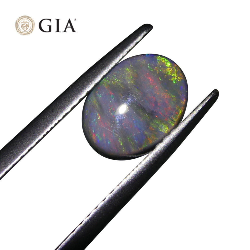 SkyJems 1.42ct Black Opal Cabochon with Play of Color, Australian Origin, GIA Certified Gemstone