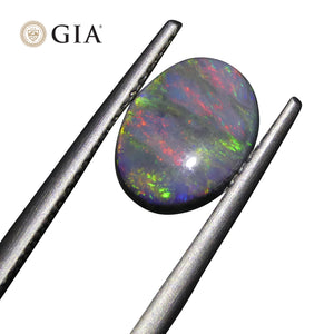 1.42ct Oval Cabochon Black Opal GIA Certified - Skyjems Wholesale Gemstones