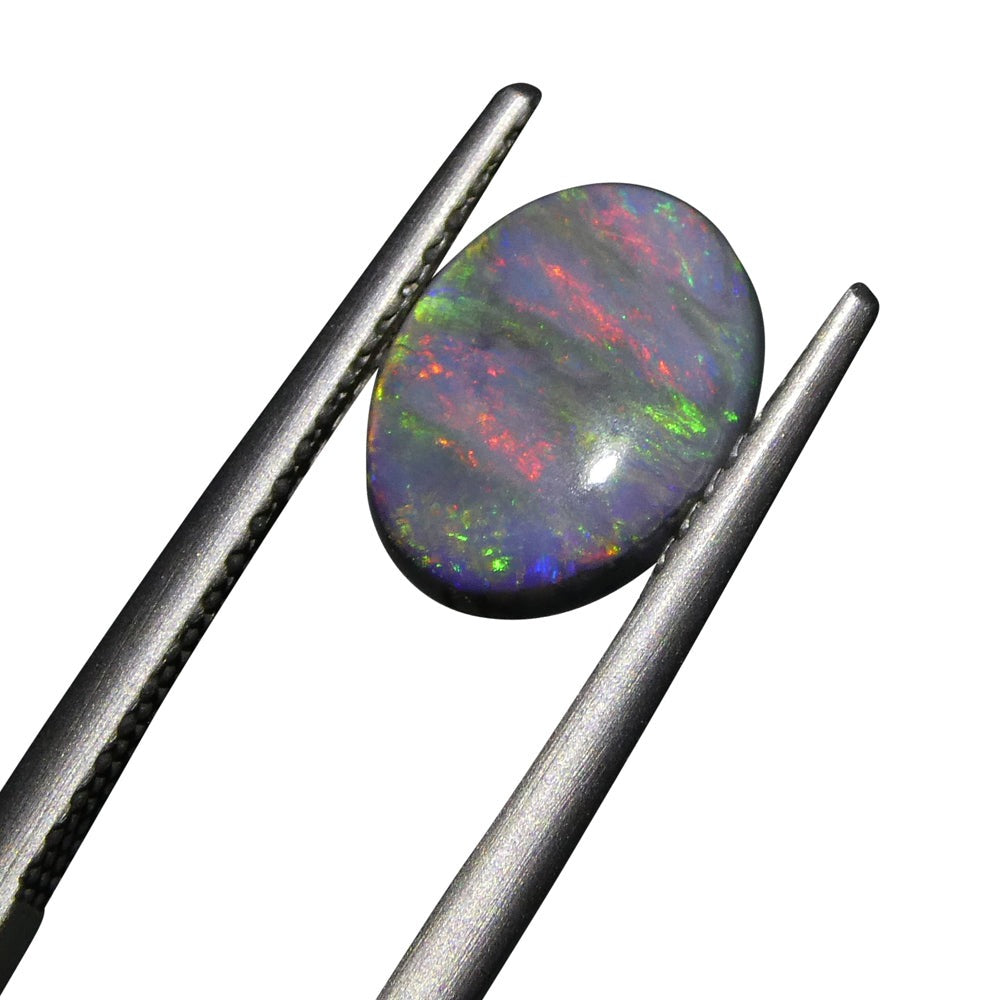 1.42ct Oval Cabochon Black Opal GIA Certified - Skyjems Wholesale Gemstones