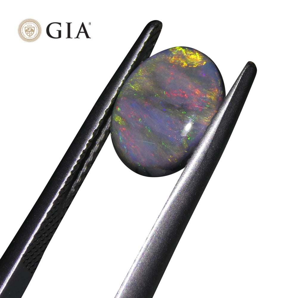 1.42ct Black Opal Cabochon with Play of Color from Australia, GIA Certified Premium Gemstone by SkyJems