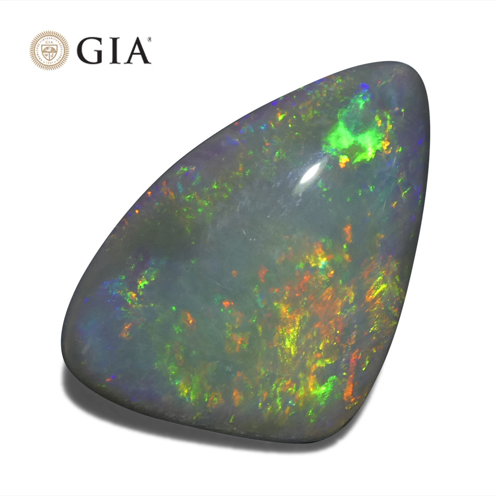 6.39ct Freeform Gray Australian Opal with Play of Colour, GIA Certified Natural Gemstone by SkyJems