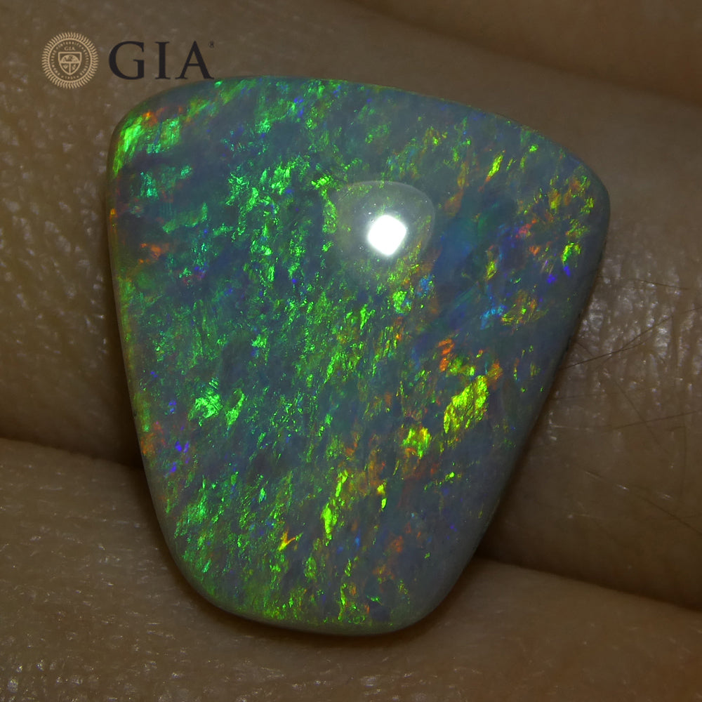 8.01ct Freeform Gray Australian Opal with Play of Colour, GIA Certified Natural Gemstone by SkyJems