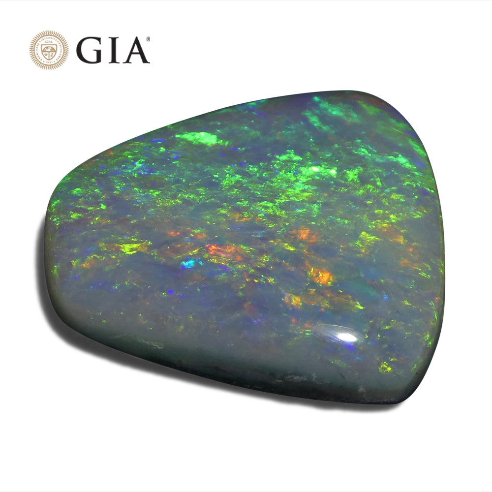 8.01ct Gray Freeform Australian Opal with Play of Colour, GIA Certified Natural Gemstone by SkyJems