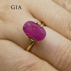 4.12ct Oval Purplish Red Ruby GIA Certified Tajikistan Unheated - Skyjems Wholesale Gemstones