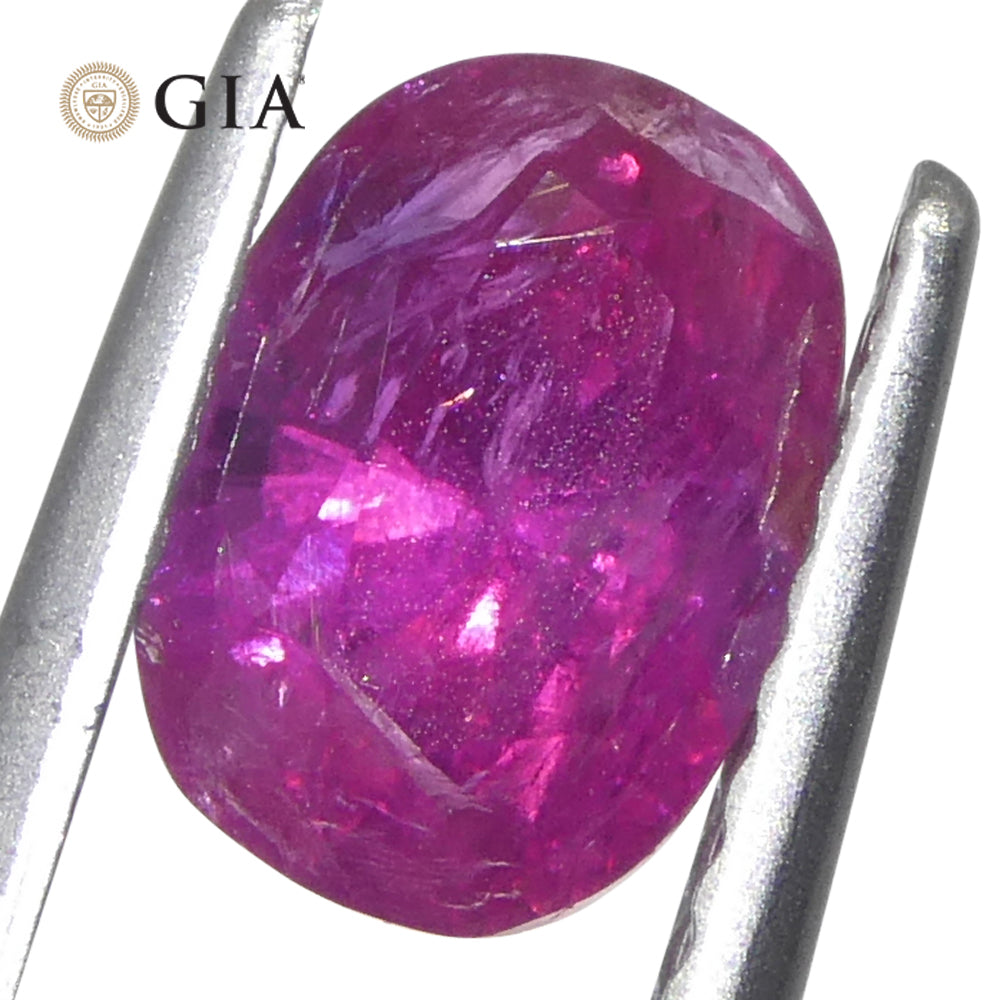 1.34ct Cushion Purplish Red Ruby GIA Certified Unheated - Skyjems Wholesale Gemstones