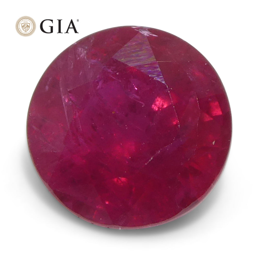 1.53ct Round Red Madagascar Ruby from SkyJems, GIA certified natural corundum gemstone with vibrant color and precision cut