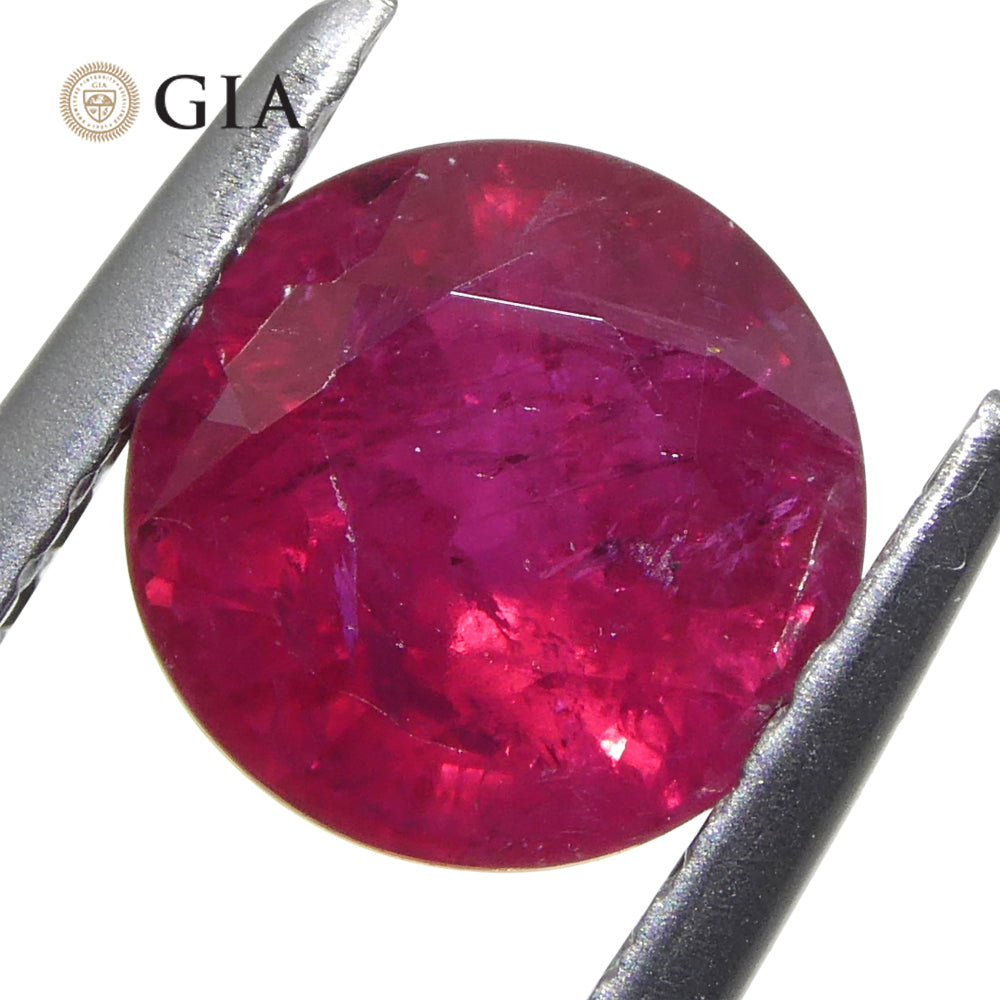 1.53ct Round Red Madagascar Ruby from SkyJems, GIA certified natural corundum gemstone with vibrant color and precision cut