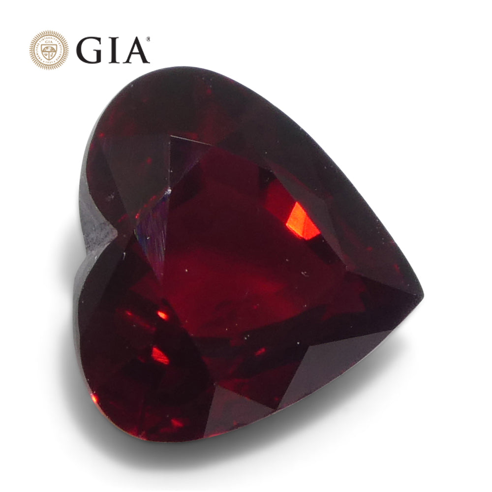 1.92ct Heart-Cut Red Ruby from Mozambique, GIA Certified Natural Gemstone by SkyJems Canada