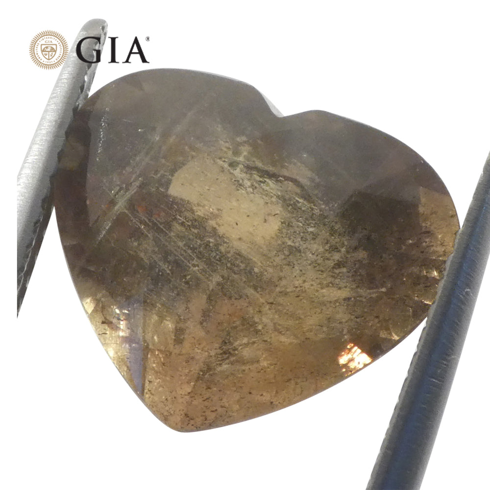 9.64ct Heart Brown-Yellow to Pinkish Brown Sapphire GIA Certified East Africa Unheated - Skyjems Wholesale Gemstones