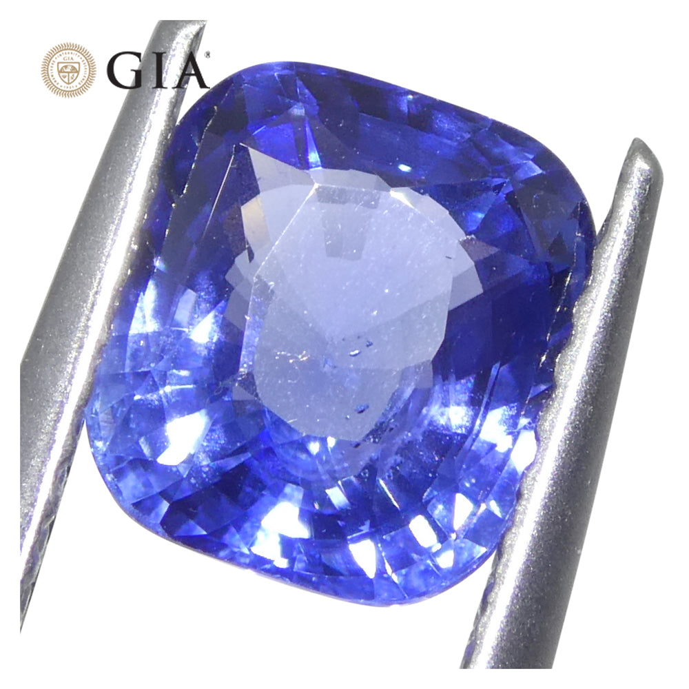 2-carat cushion-cut blue sapphire from Sri Lanka, GIA certified natural gemstone by SkyJems Canadian gem specialists