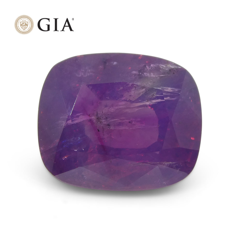 5.96ct Cushion Trapiche-Like Pinkish Purple Sapphire GIA Certified, Pakistan / Kasmir Unheated - Skyjems Wholesale Gemstones