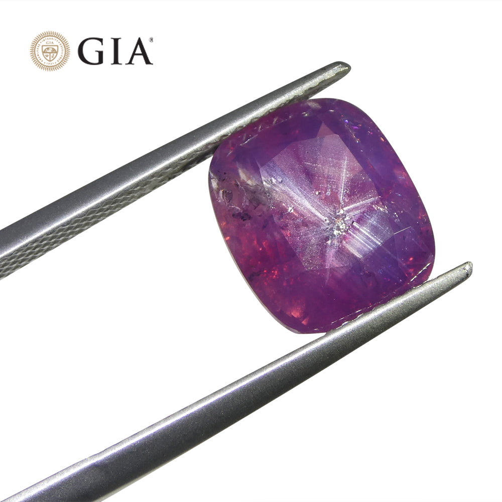 5.96ct Cushion Trapiche-Like Pinkish Purple Sapphire GIA Certified, Pakistan / Kasmir Unheated - Skyjems Wholesale Gemstones