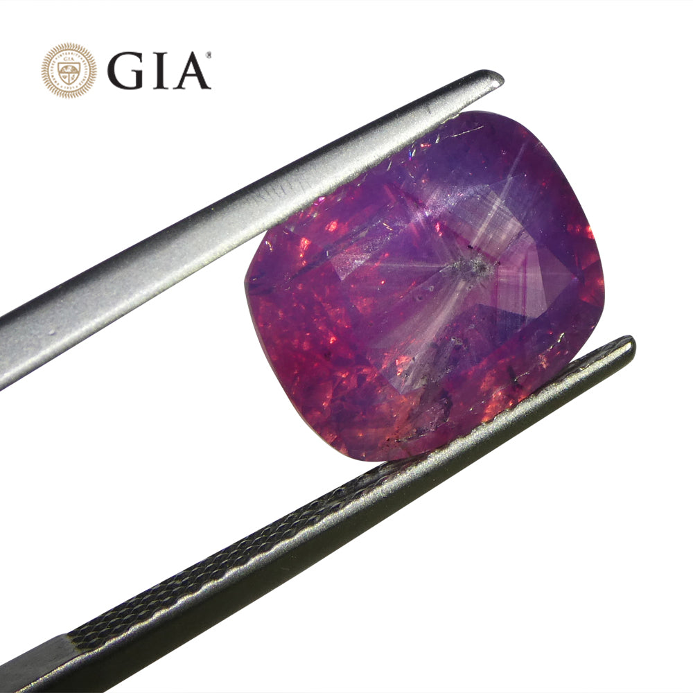 5.96ct Cushion Trapiche-Like Pinkish Purple Sapphire GIA Certified, Pakistan / Kasmir Unheated - Skyjems Wholesale Gemstones