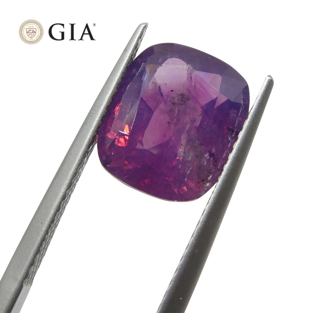 5.96ct Cushion Trapiche-Like Pinkish Purple Sapphire GIA Certified, Pakistan / Kasmir Unheated - Skyjems Wholesale Gemstones