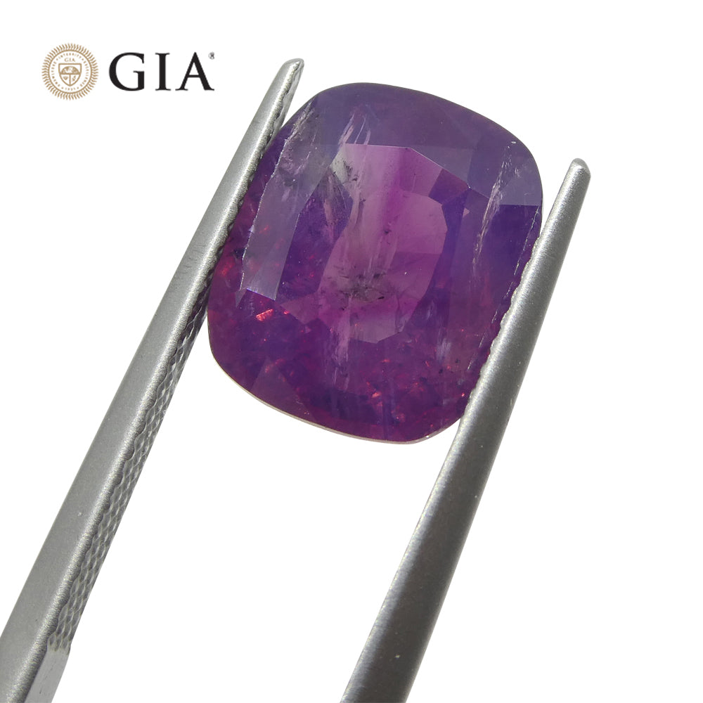 5.96ct Cushion Trapiche-Like Pinkish Purple Sapphire GIA Certified, Pakistan / Kasmir Unheated - Skyjems Wholesale Gemstones