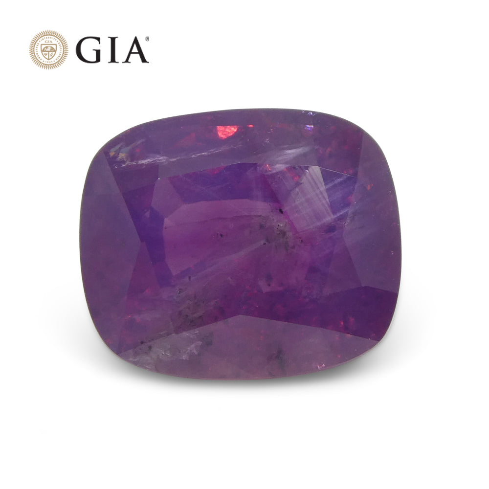 5.96ct Cushion Trapiche-Like Pinkish Purple Sapphire GIA Certified, Pakistan / Kasmir Unheated - Skyjems Wholesale Gemstones