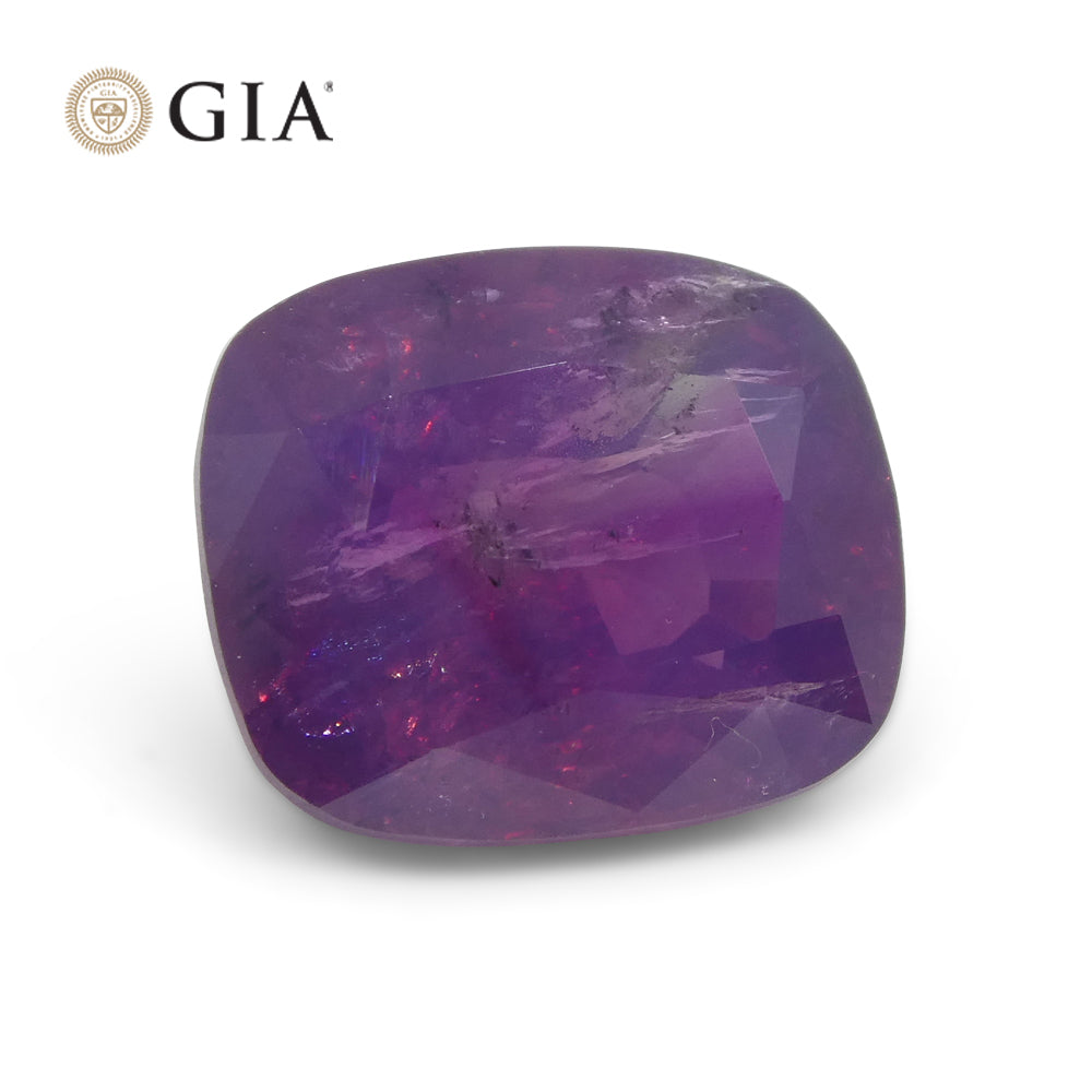 5.96ct Cushion Trapiche-Like Pinkish Purple Sapphire GIA Certified, Pakistan / Kasmir Unheated - Skyjems Wholesale Gemstones