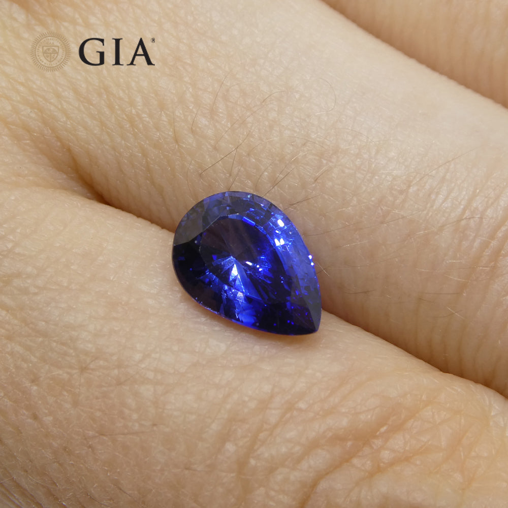 2.32ct Blue Pear Sapphire from Sri Lanka, GIA Certified Natural Gemstone by SkyJems Canadian Gem Experts