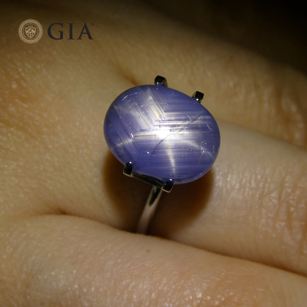 10.77ct Natural Blue Star Sapphire Oval Cabochon, GIA Certified Gemstone from SkyJems Canadian Gem Experts