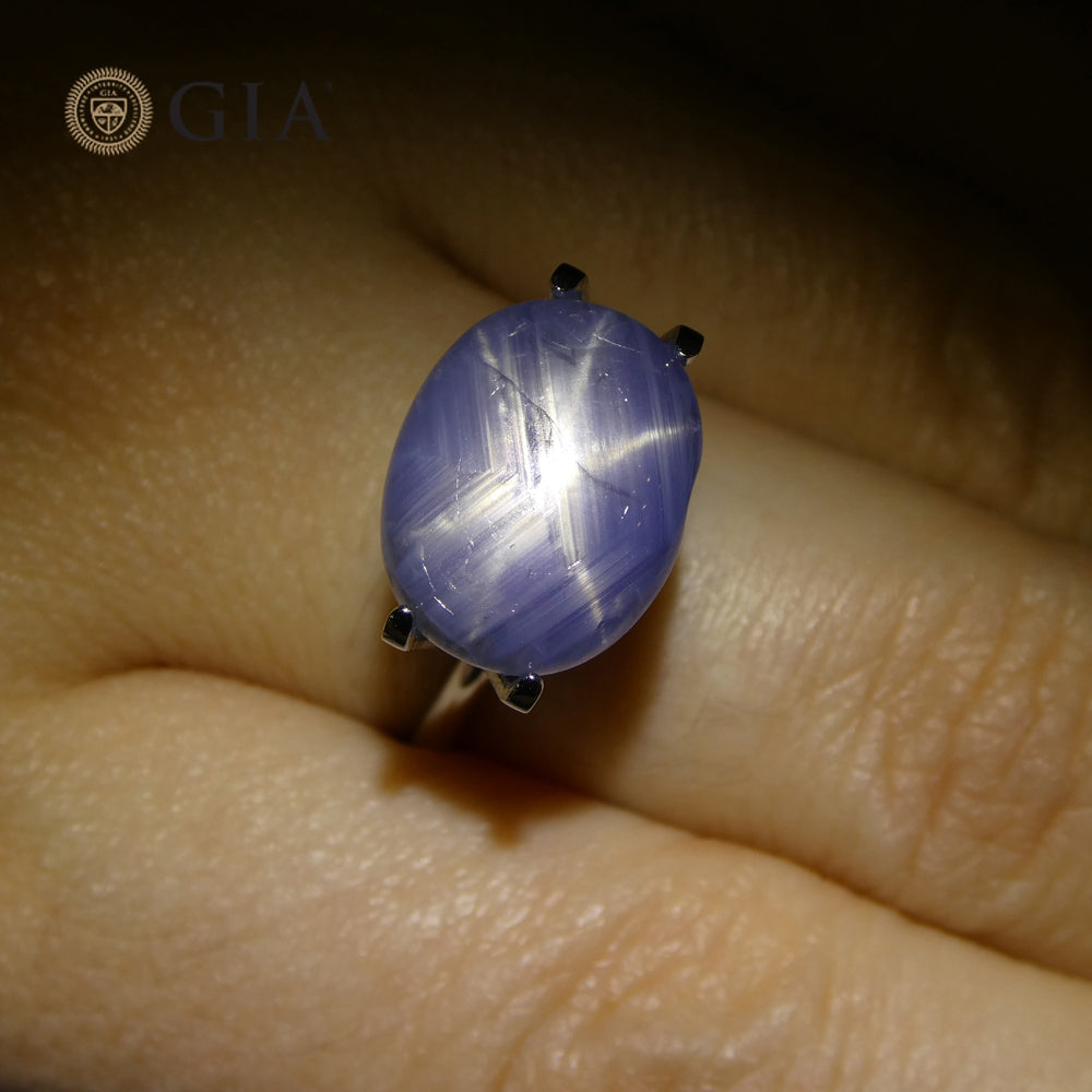 10.77ct Natural Blue Star Sapphire Oval Cabochon, GIA Certified Gemstone from SkyJems Canadian Gem Experts