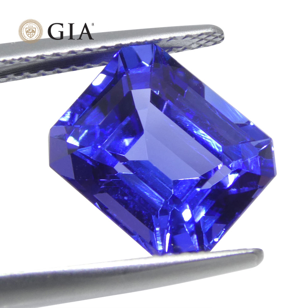 6.03ct Octagonal Violetish Blue Tanzanite GIA Certified Tanzania - Skyjems Wholesale Gemstones