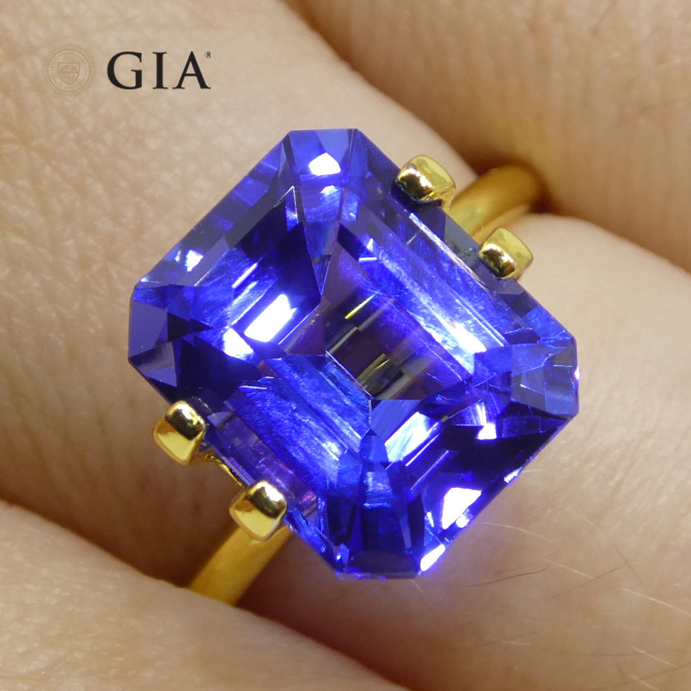 6.03ct Octagonal Violetish Blue Tanzanite GIA Certified Tanzania - Skyjems Wholesale Gemstones