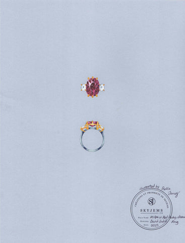 10.94ct Red Ruby, Diamond Three Stone Engagement Ring set in 18k White and Yellow Gold, GIA Certified Afghanistan Unheated