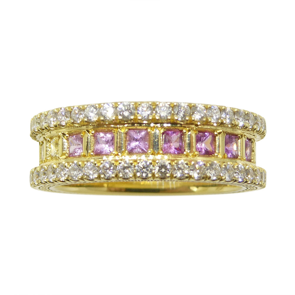 1.47ct Rainbow Sapphire, Diamond Gent's Ring set in 18k Yellow Gold - Skyjems Wholesale Gemstones