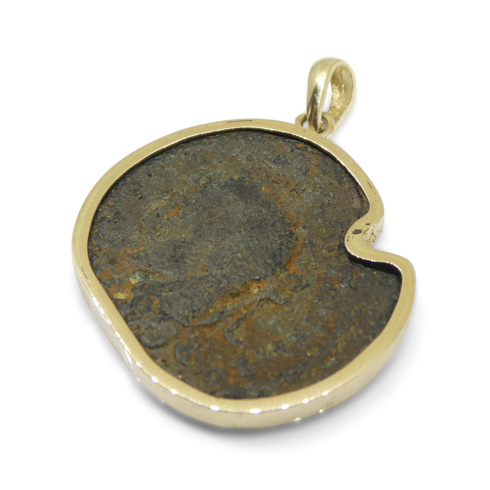 Authentic Ancient Seleucis and Pieria Coin Pendant in 14K Yellow Gold - Skyjems Wholesale Gemstones