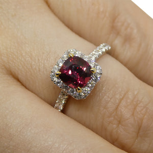 1.21ct Cushion Ruby, Diamond Engagement/Statement Ring in 18K White and Yellow Gold - Skyjems Wholesale Gemstones
