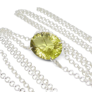 96ct Oval Yellow Citrine Body Chain Pendant set in Sterling Silver - Skyjems Wholesale Gemstones